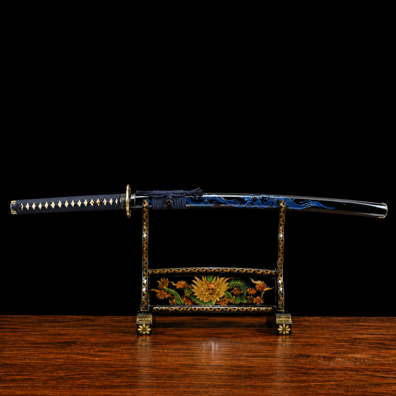 Katana del Re Drago Blu Acciaio T10 (Versione Affilata)
