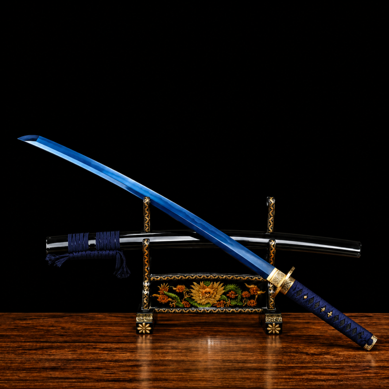 Katana del Re Drago Blu Acciaio T10 (Versione Affilata)