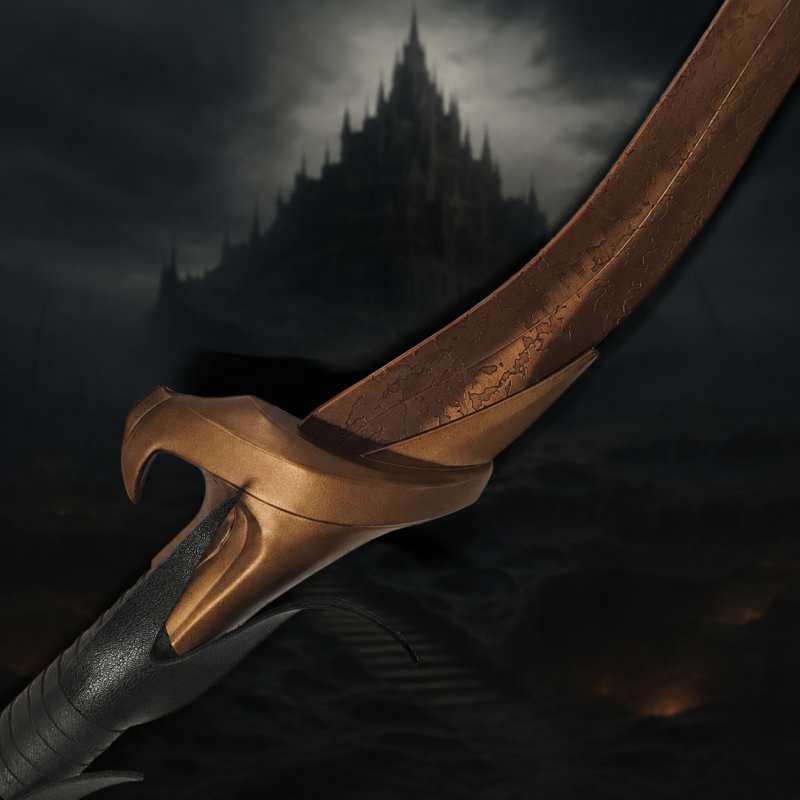 Spadone ispirato alla Zanna del Segugio (Bloodhound's Fang), con supporto in legno — vista 1