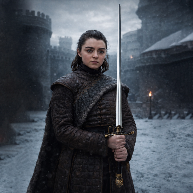 Spada ispirata all'Ago di Arya Stark, con supporto Lupo — vista 3