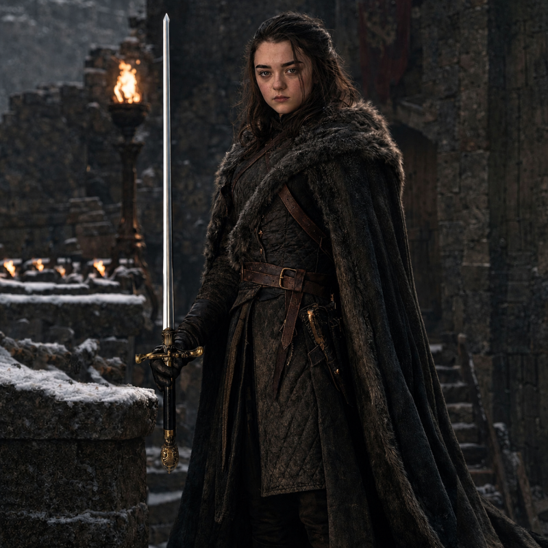 Spada ispirata all'Ago di Arya Stark, con supporto Lupo — vista 4