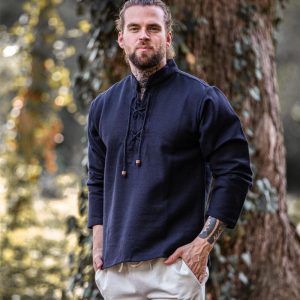 Camicia in cotone tissé main "Ingolf" Nera