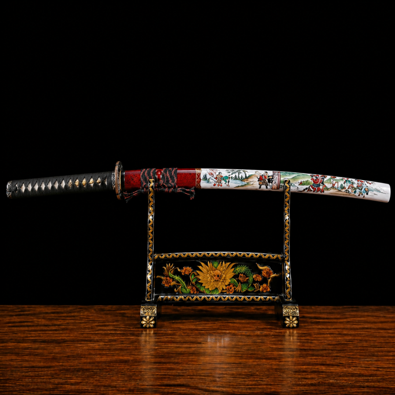 Katana Sango (Acciaio T10 con Hamon Autentico e Vera Pelle di Razza)
