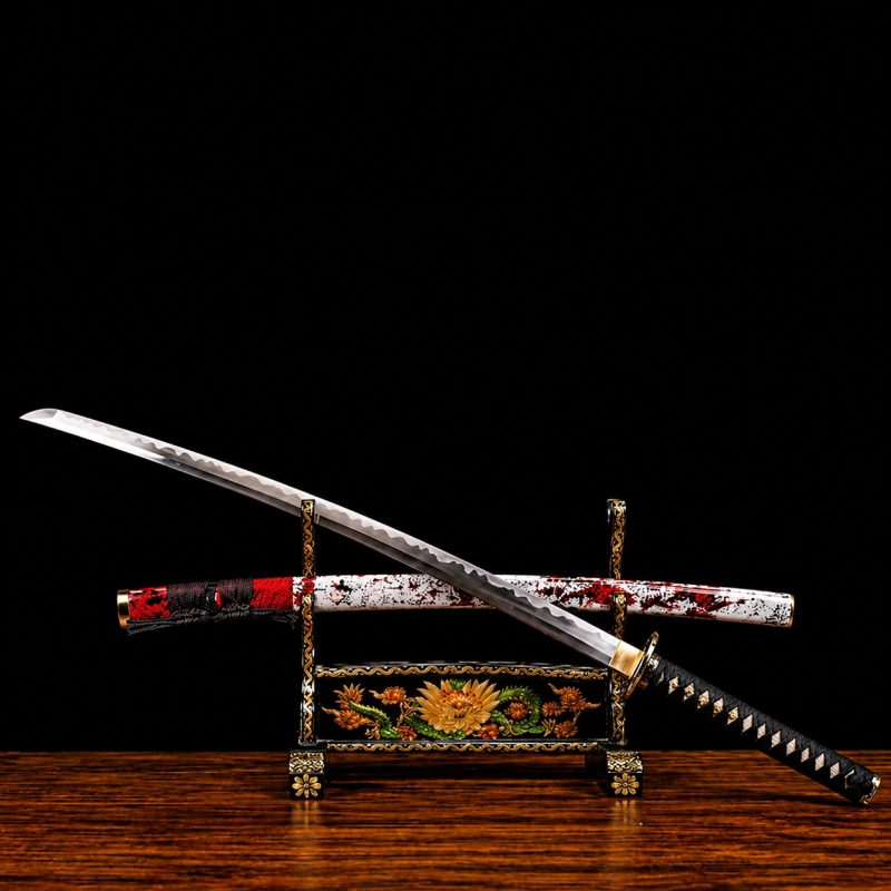 Katana Sango (Acciaio T10 con Hamon Autentico e Vera Pelle di Razza)