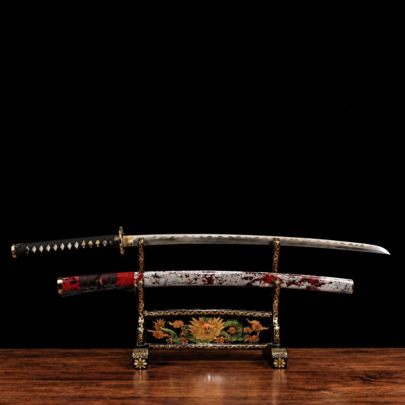 Katana Sango (Acciaio T10 con Hamon Autentico e Vera Pelle di Razza)