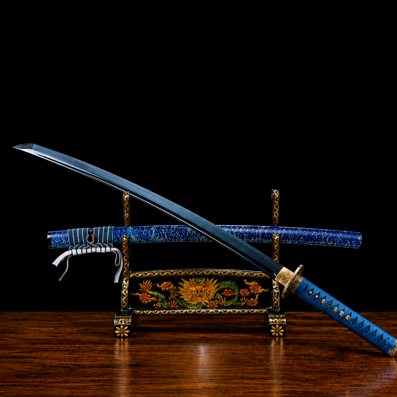 Katana Inazuma (Acciaio Damasco Blu)