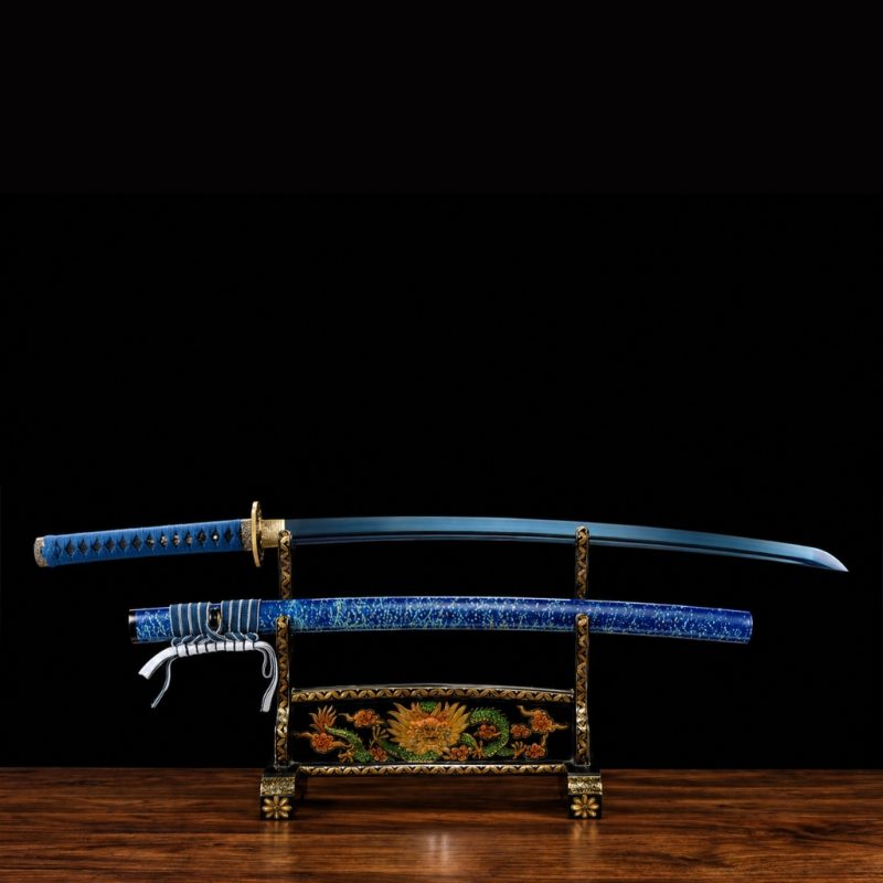 Katana Inazuma (Acciaio Damasco Blu)