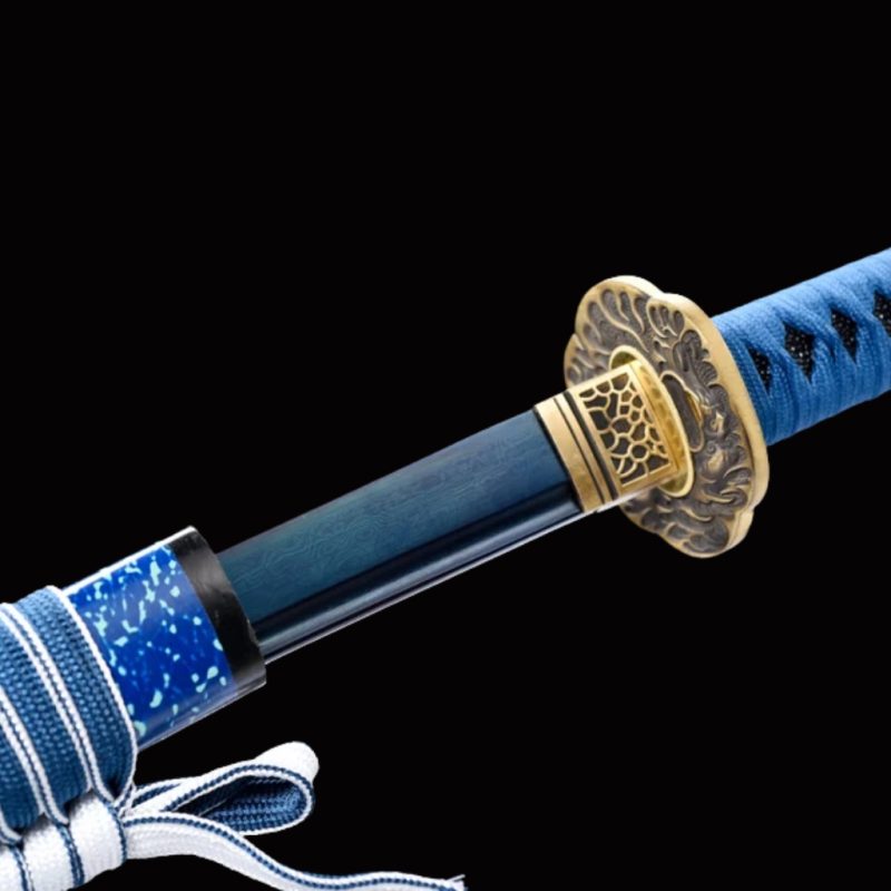 Katana Inazuma (Acciaio Damasco Blu)