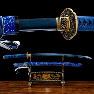 Katana Inazuma (Acciaio Damasco Blu)