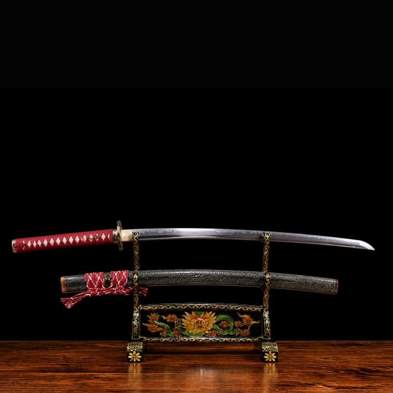 Katana Tachibana (Acciaio T10 con Hamon Autentico e Pelle di Razza)