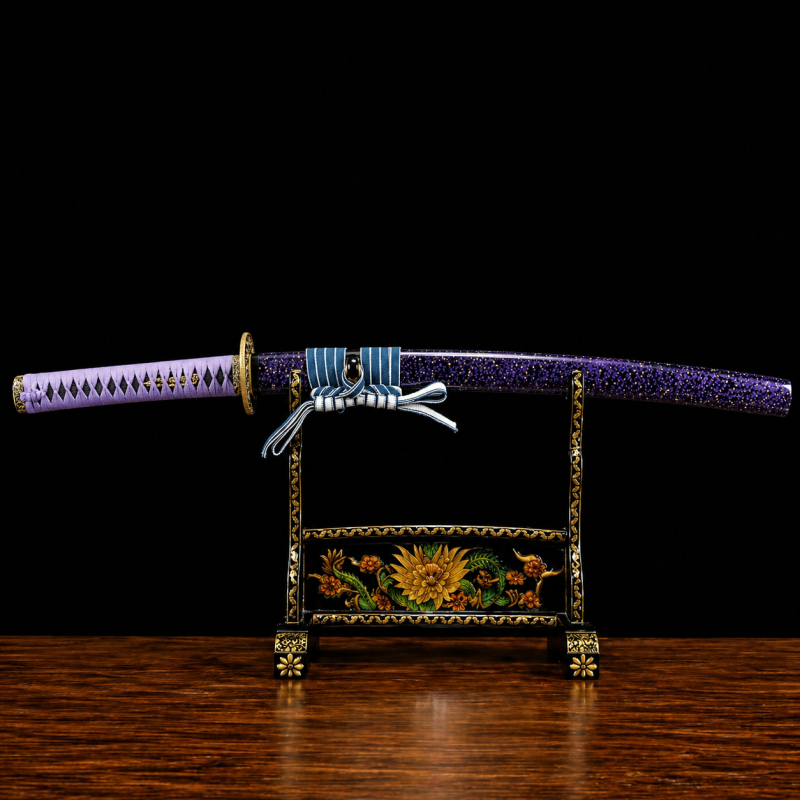 Katana Murasaki (Acciaio Damasco con Hamon)