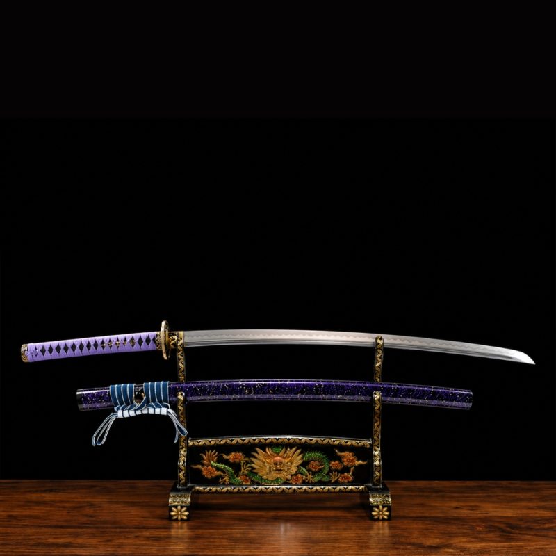 Katana Murasaki (Acciaio Damasco con Hamon)