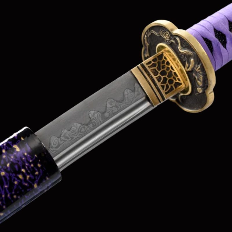 Katana Murasaki (Acciaio Damasco con Hamon)