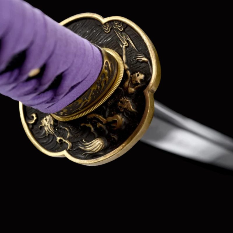 Katana Murasaki (Acciaio Damasco con Hamon)