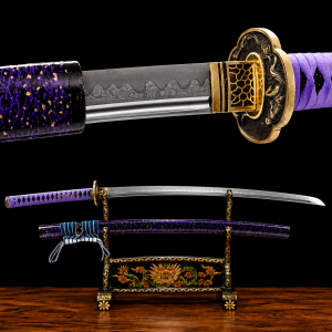 Katana Murasaki (Acciaio Damasco con Hamon)