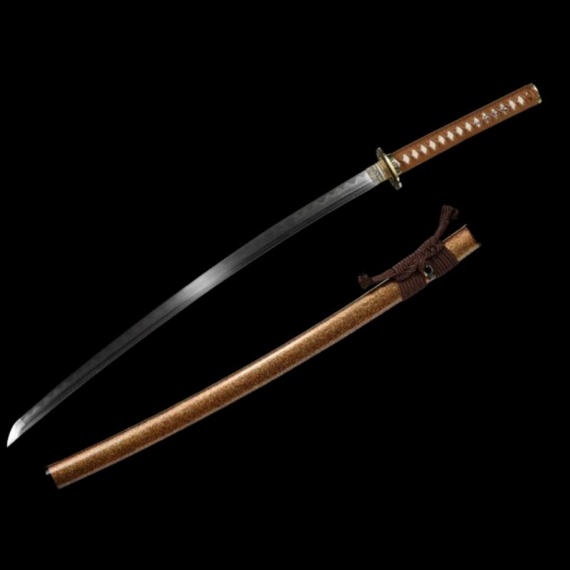 Katana Kihaku (Acciaio Damasco con Hamon Autentico e Pelle di Razza)