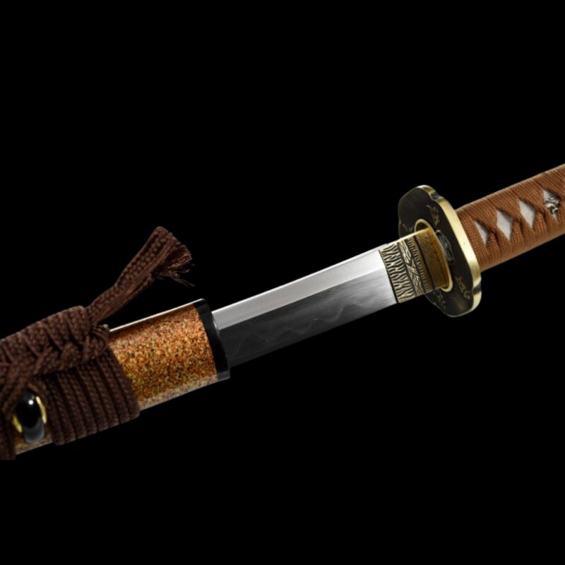 Katana Kihaku (Acciaio Damasco con Hamon Autentico e Pelle di Razza)