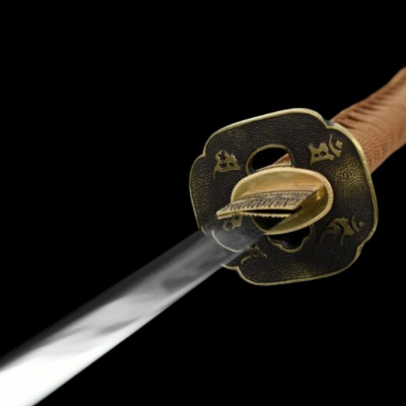 Katana Kihaku (Acciaio Damasco con Hamon Autentico e Pelle di Razza)