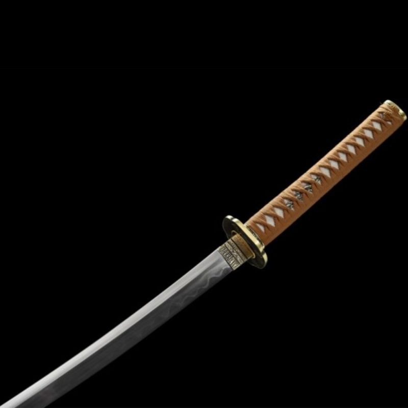 Katana Kihaku (Acciaio Damasco con Hamon Autentico e Pelle di Razza)
