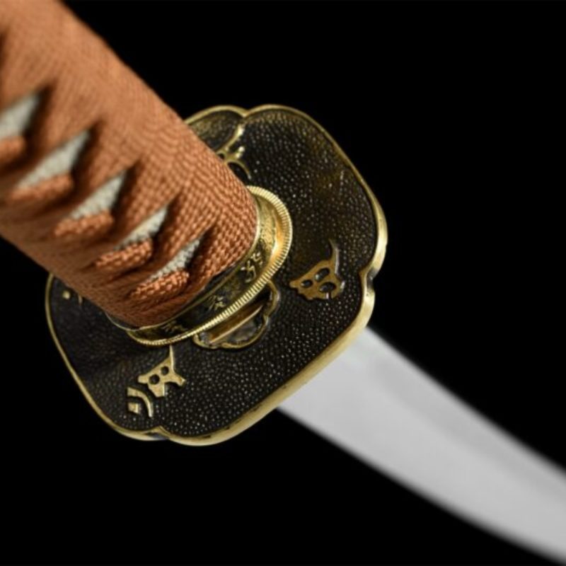 Katana Kihaku (Acciaio Damasco con Hamon Autentico e Pelle di Razza)