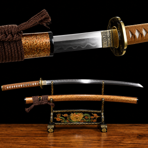 Katana Kihaku (Acciaio Damasco con Hamon Autentico e Pelle di Razza)