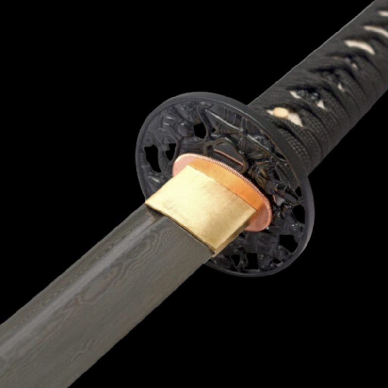 Katana Tsubaki (Acciaio Damasco con Vera Pelle di Razza)