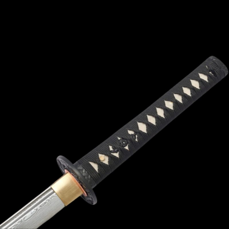 Katana Tsubaki (Acciaio Damasco con Vera Pelle di Razza)