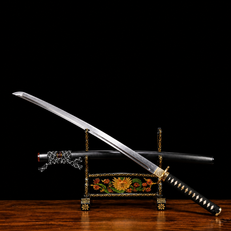 Katana Senka (Acciaio T10 con Hamon Autentico e Pelle di Razza)