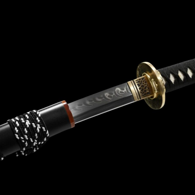 Katana Senka (Acciaio T10 con Hamon Autentico e Pelle di Razza)