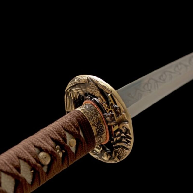 Katana Amaterasu (Acciaio T10 con Hamon Autentico e Pelle di Razza)