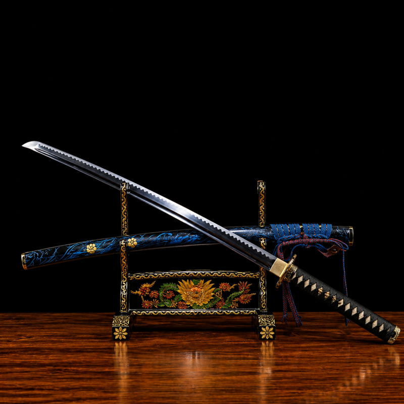 Katana Akane (Acciaio T10 con Hamon Autentico e Pelle di Razza)