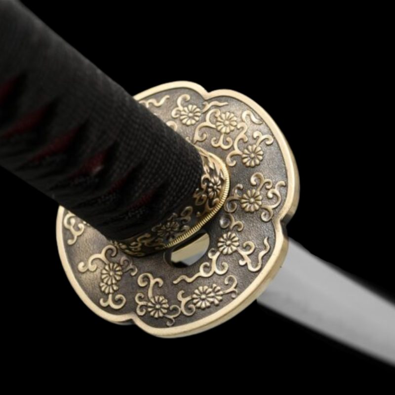 Katana Mikazuki (Acciaio T8 con Hamon Gunome Autentico e Pelle di Razza)