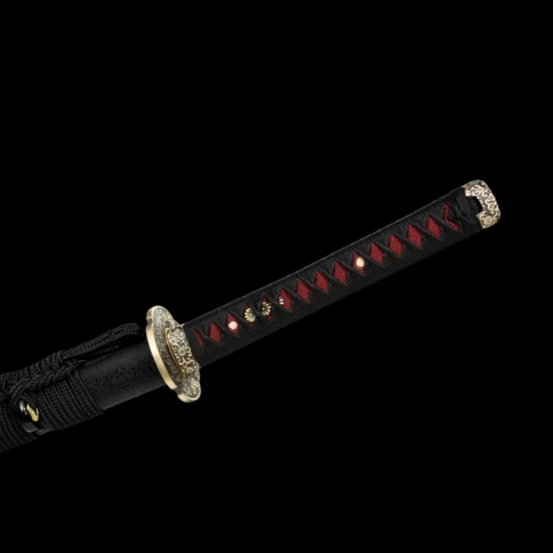 Katana Mikazuki (Acciaio T8 con Hamon Gunome Autentico e Pelle di Razza)