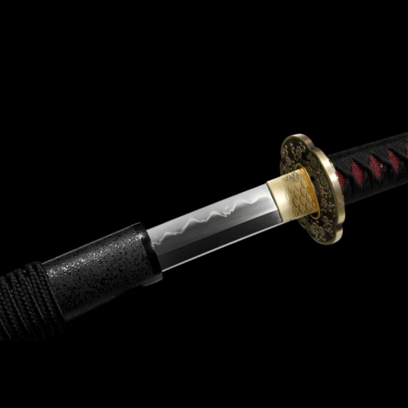 Katana Mikazuki (Acciaio T8 con Hamon Gunome Autentico e Pelle di Razza)