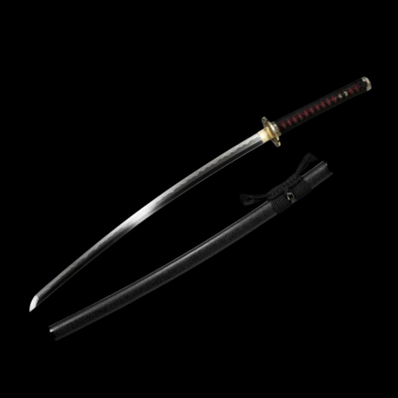 Katana Mikazuki (Acciaio T8 con Hamon Gunome Autentico e Pelle di Razza)
