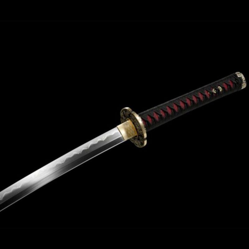 Katana Mikazuki (Acciaio T8 con Hamon Gunome Autentico e Pelle di Razza)