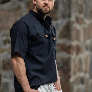 Camicia medievale a maniche corte "Eric" Nera