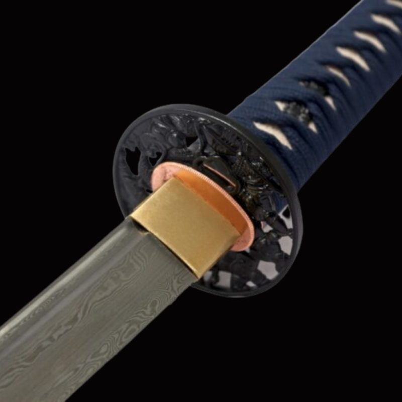 Katana Sakura (Acciaio Damasco & Vera Pelle di Razza)