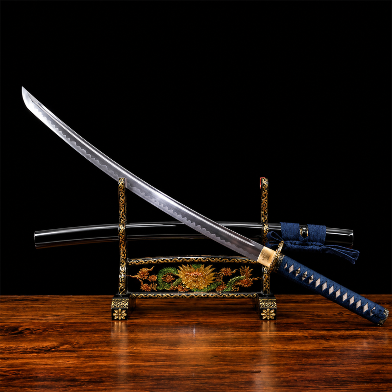 Katana Sakura (Acciaio Damasco & Vera Pelle di Razza)