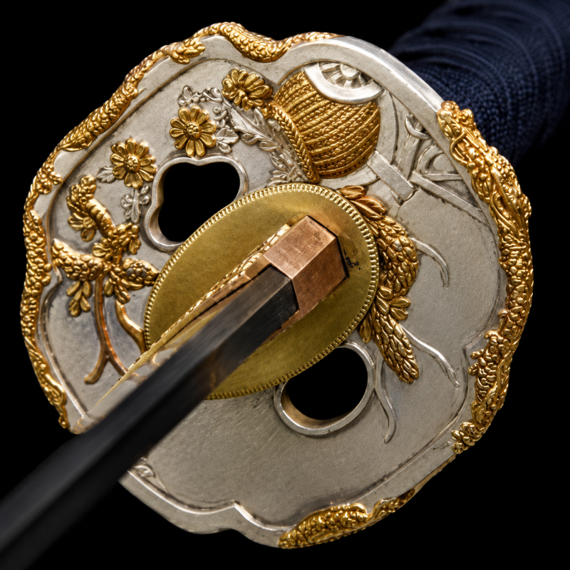 Tanto Isumi (Acciaio T10 con Tsuba Placcata Oro)