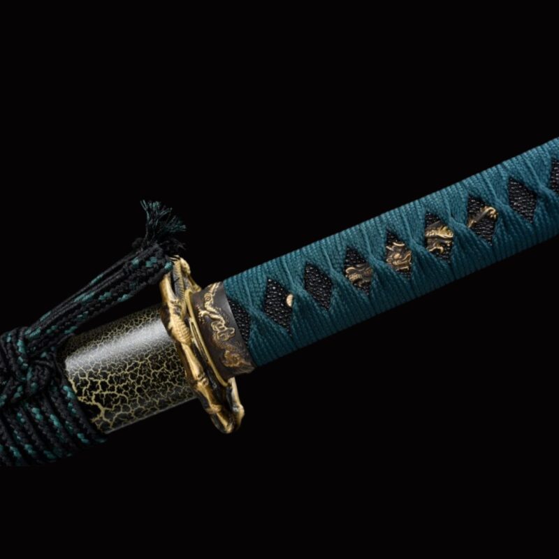 Katana tradizionale in Acciaio Damasco Dorato