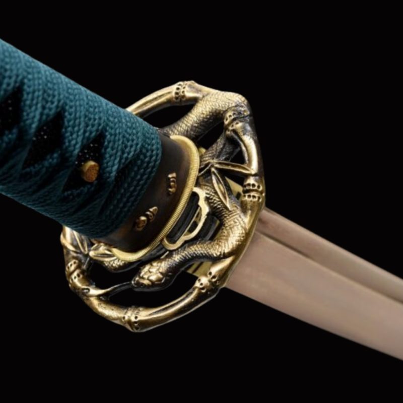 Katana tradizionale in Acciaio Damasco Dorato