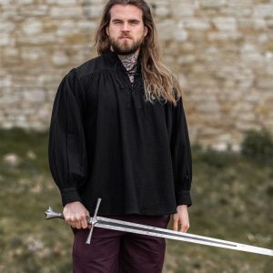 Camicia medievale tipica con colletto dritto e lacci "Friedrich"